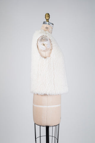 Cream sleeveless sheepskin-effect waistcoat (6 to 12)