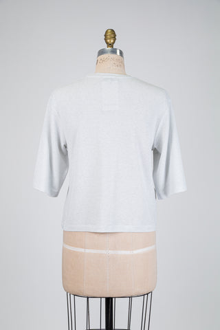 Haut gris en maille brillante (S)