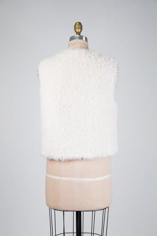 Cream sleeveless sheepskin-effect waistcoat (6 to 12)