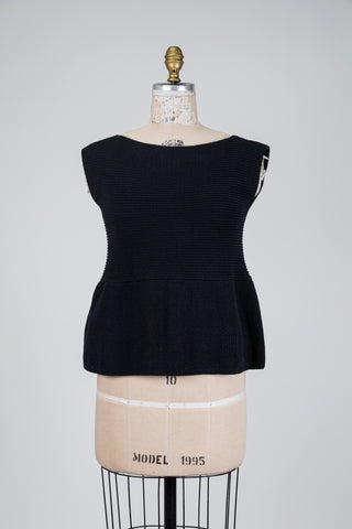 Débardeur noir en tricot à basque (TU)