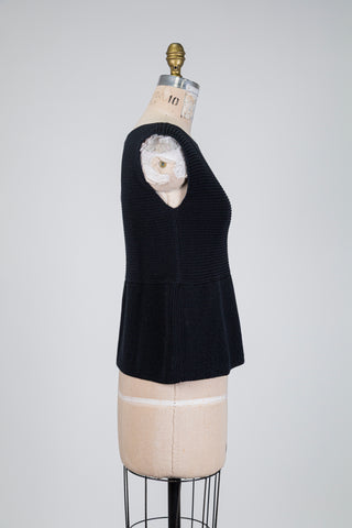 Débardeur noir en tricot à basque (TU)