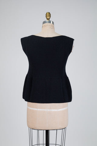 Débardeur noir en tricot à basque (TU)
