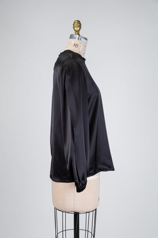 Blouse en soie noire à manches ouvertes (4 à 12)