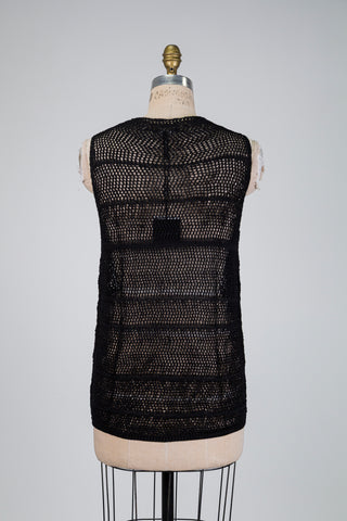 Black V-neck mesh tank top (OS)