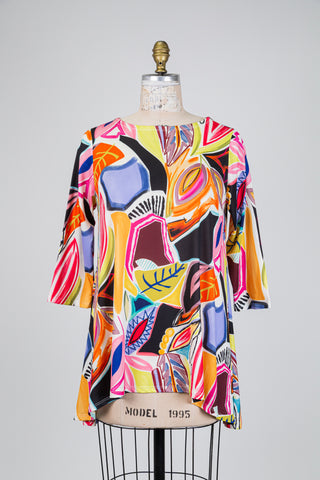 Multicolour foliage print tunic (S)