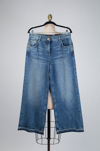 Pantalon denim bleu à jambe large (8+16)