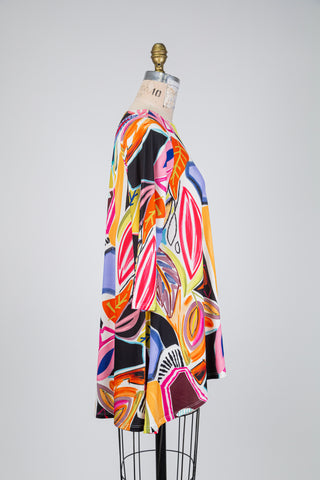 Multicolour foliage print tunic (S)