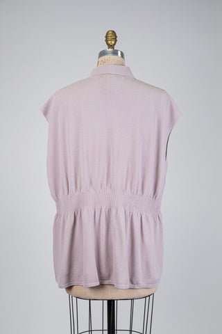Chemisier sans manches en tricot rose cendré (TU)