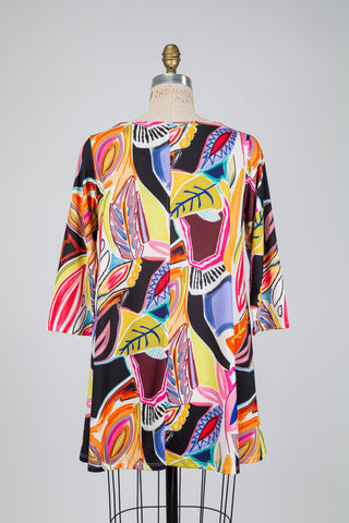 Multicolour foliage print tunic (S)