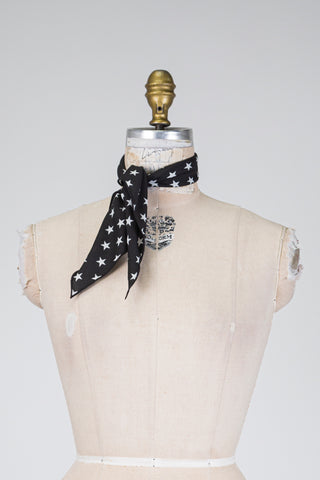 Foulard dandy noir étoilé (2 longueurs)