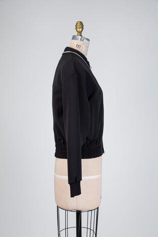 Black bomber jacket with contrasting polo collar (6-8-12)