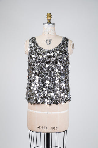 Sparkle silver sequin tank top (4-6-10)