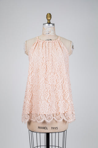 Haut licou en dentelle rose pêche (6)