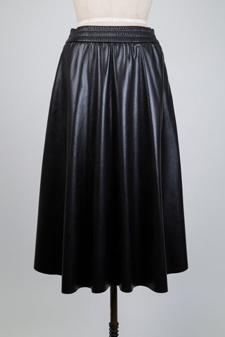 Jupe trapèze en faux cuir noir (6 à 12)