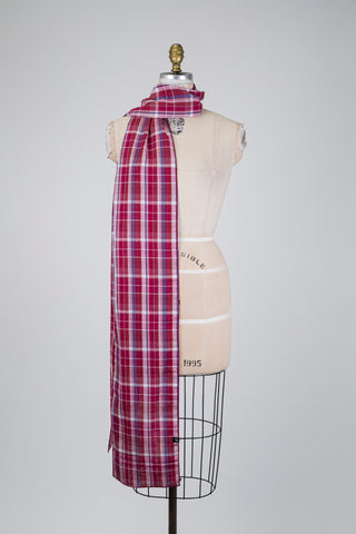 Cherry red reversible tartan scarf (XXL)