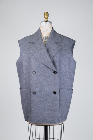Veste oversized grise en mélange de cachemire gris (4)