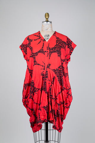 Hibiscus orange bubble dress (S+)