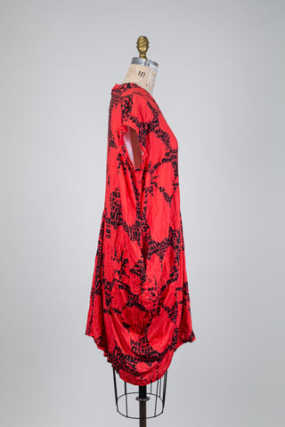 Hibiscus orange bubble dress (S+)