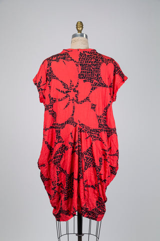 Hibiscus orange bubble dress (S+)