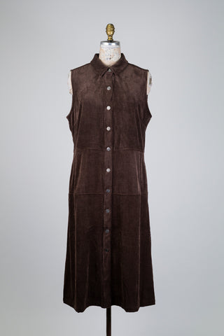 Robe chemisier en corduroy brun chocolat (12)