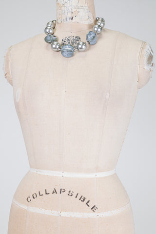 Collier argenté perles & céramique (TU)