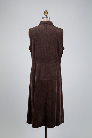 Robe chemisier en corduroy brun chocolat (12)