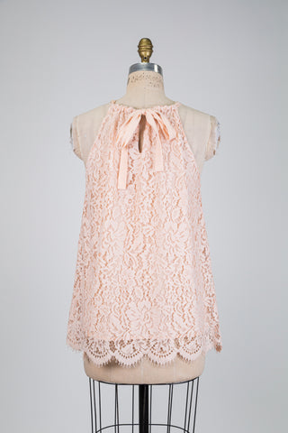 Haut licou en dentelle rose pêche (6)