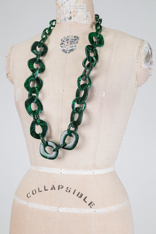 Collier chaîne XXL vert marbré (TU)