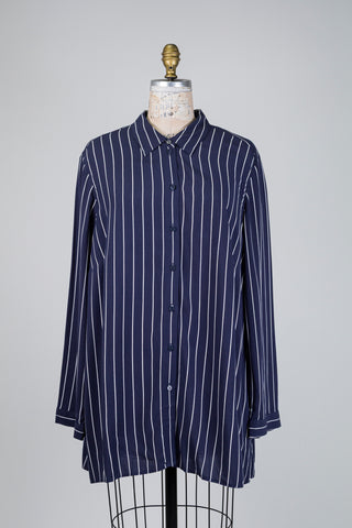 Navy and white striped fluid blouse (18)