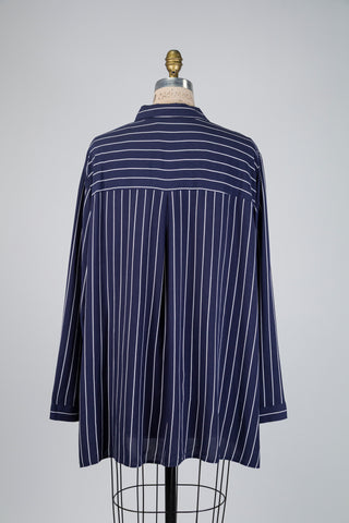 Navy and white striped fluid blouse (18)