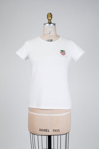 T-shirt blanc fraise en strass (6)