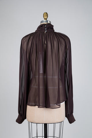 Blouse diaphane en soie brun chocolat (8)