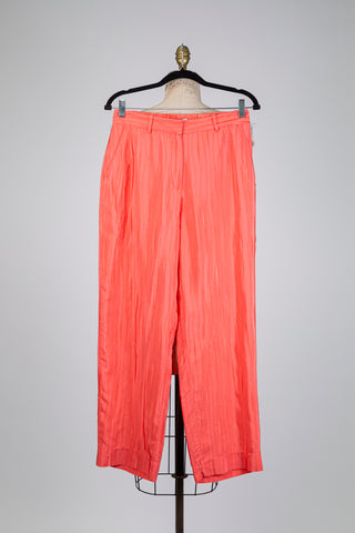 Pantalon corail à rayures ton sur ton (6)
