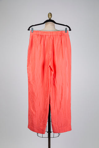 Pantalon corail à rayures ton sur ton (6)
