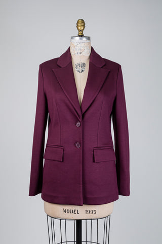 Slit-sleeve burgundy blazer (4-12)