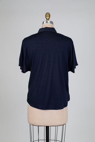 Chemisier marine à bande latérale satinée (6)