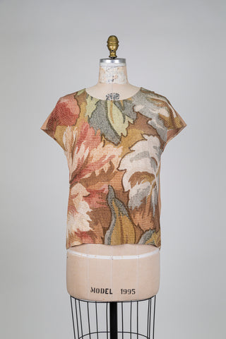 T-shirt sable à motif nature abstraite (8)