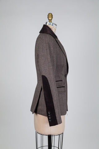 Blazer cintré accents corduroy brun (XS)