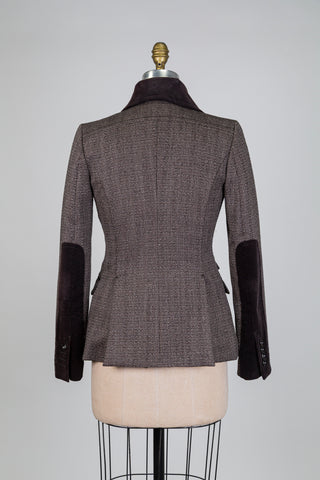 Blazer cintré accents corduroy brun (XS)