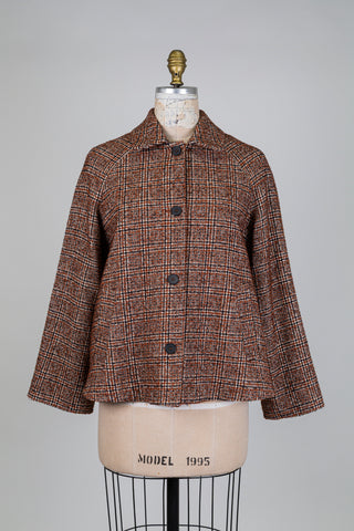 Veste trapèze en tweed brun et noir (6)