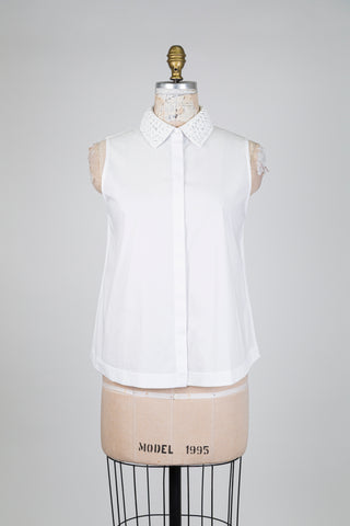 Pure white blouse with sparkling knit collar (6)