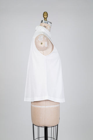 Pure white blouse with sparkling knit collar (6)