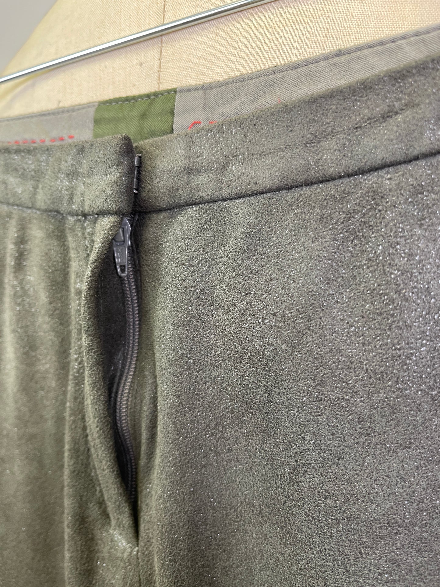 Pantalon legging vert métallique
