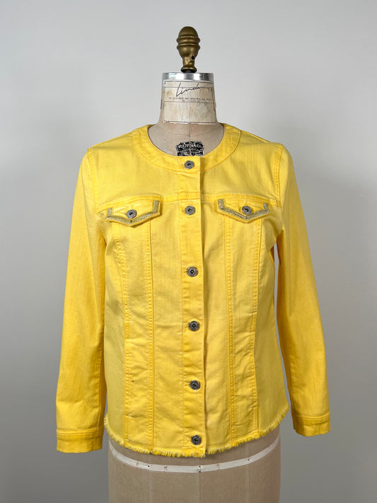 Veste jaune en denim à poches argentées (10)