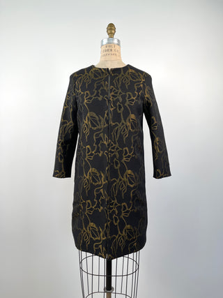 Long black jacket with gold embroidery (XS)