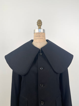 Black pure wool wide collar jacket (S+M)