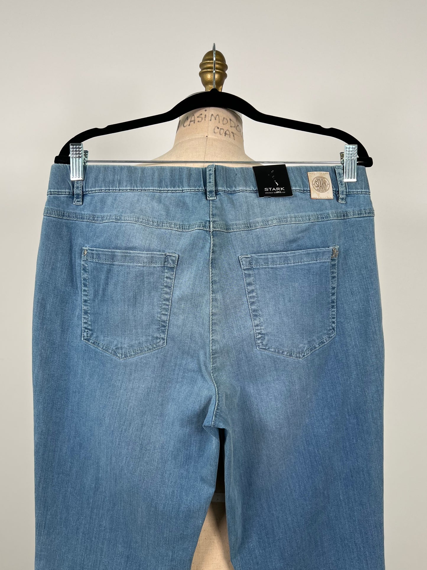 Pantalon legging façon denim bleu pâle à effet usé (14)