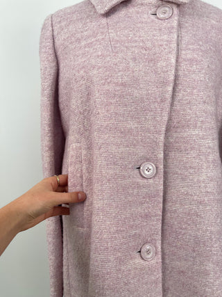 Manteau évasé en mélange de laine lilas et blanc (S)