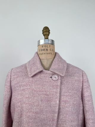 Lilac and white wool blend flared coat (S)