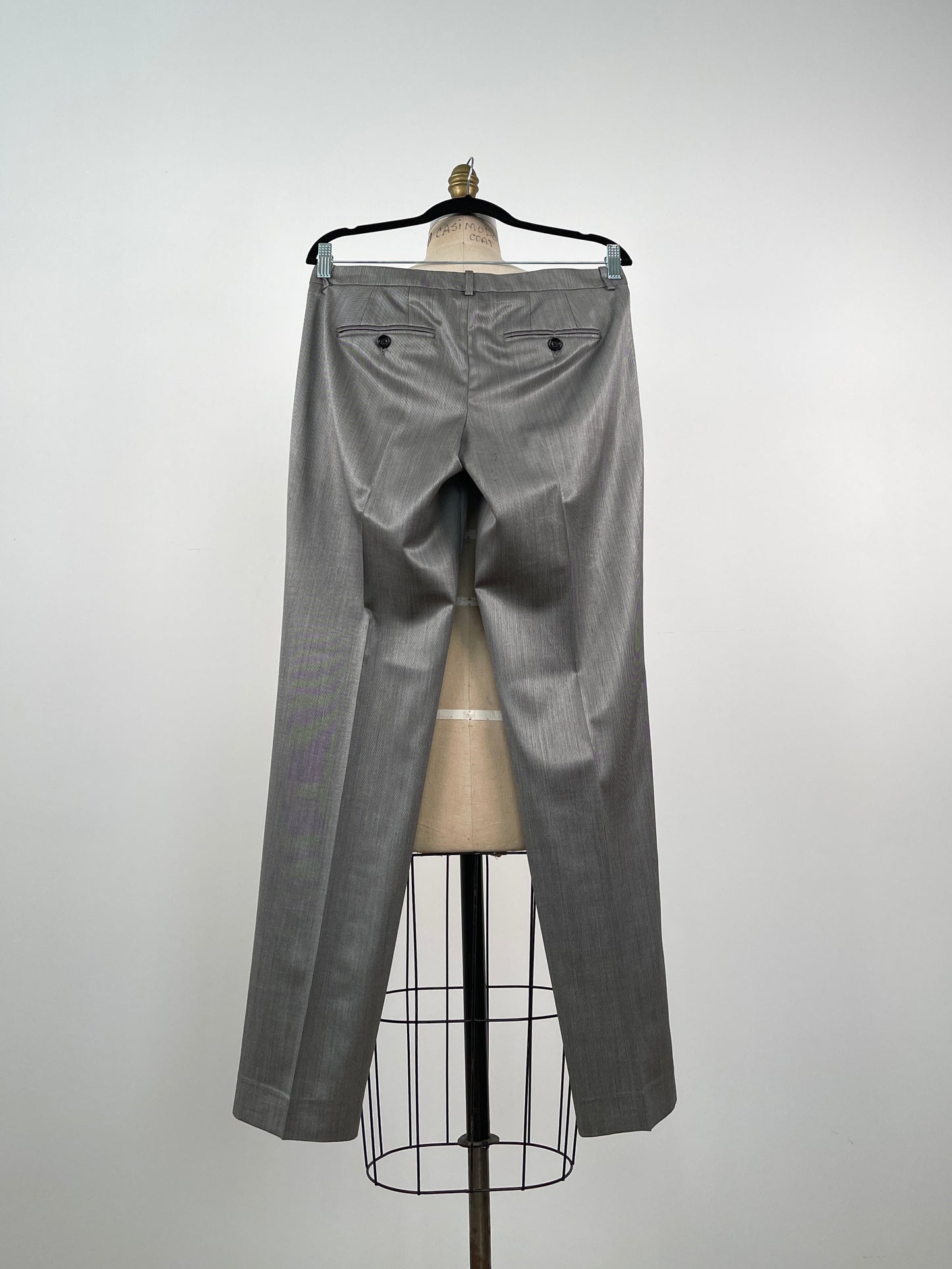 Pantalon tailleur gris en laine vierge et soie (XS/S)